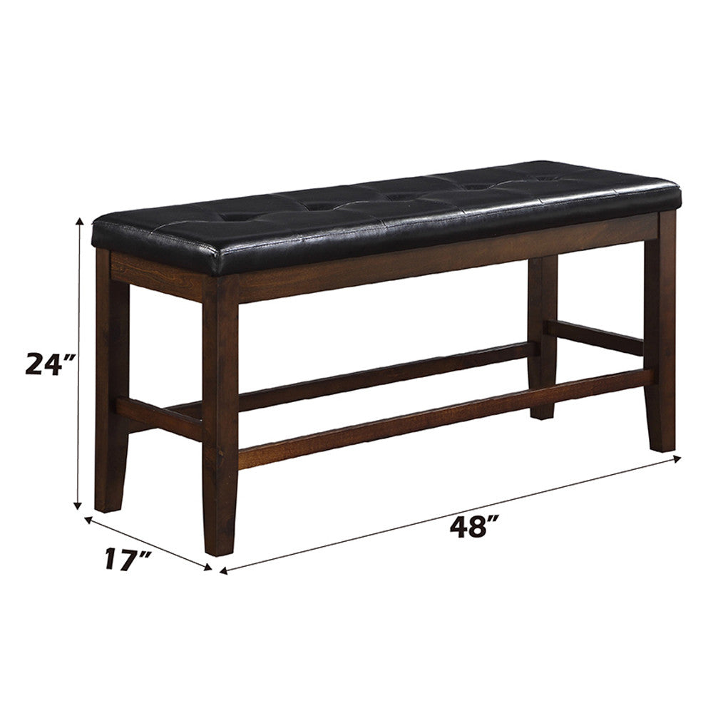 ACME 74634 Urbana Counter Height Bench, Black PU & Espresso