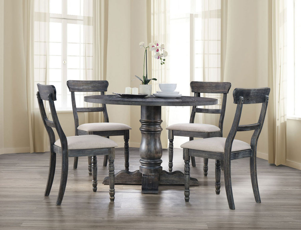 ACME 74640 Leventis Dining Table with Pedestal, Weathered Gray (1Set/2Ctn)