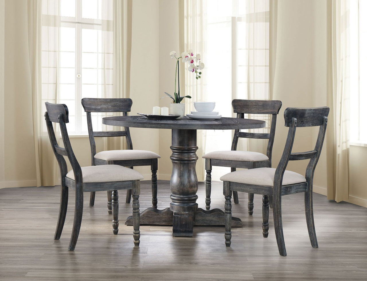 ACME 74640 Leventis Dining Table with Pedestal, Weathered Gray (1Set/2Ctn)