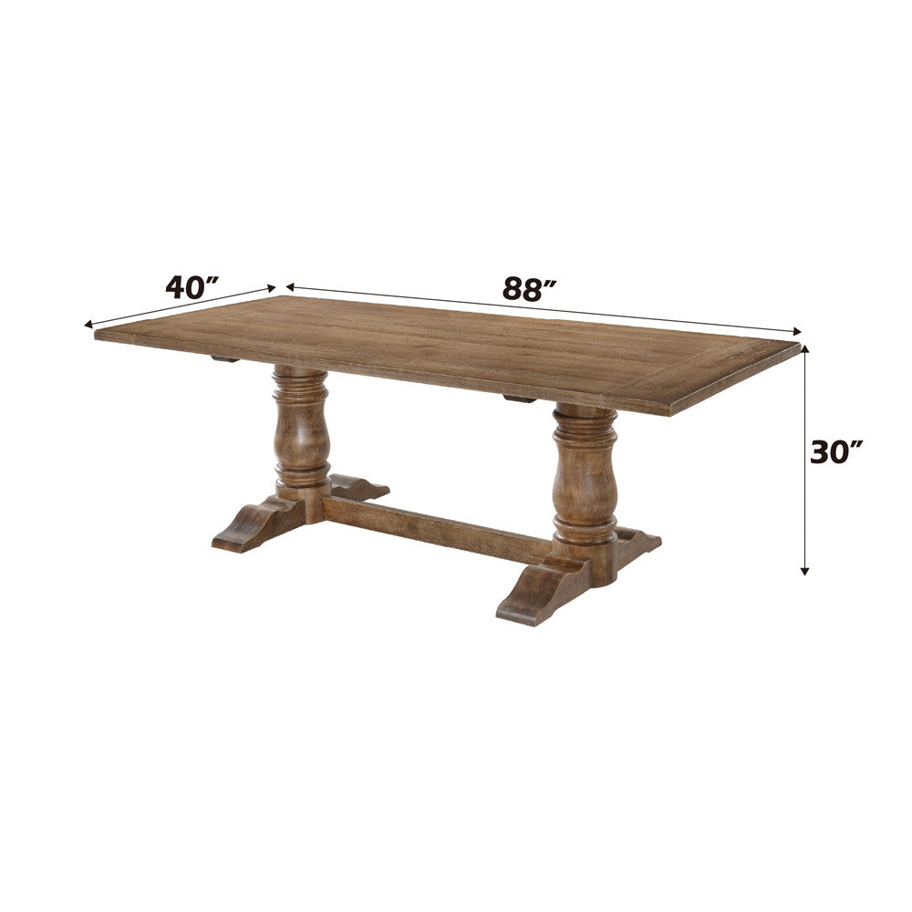 ACME 74655 Leventis Dining Table, Weathered Oak (1Set/2Ctn)
