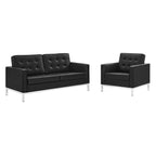 Modway EEI-4102 Loft Tufted Upholstered Faux Leather Loveseat and Armchair Set