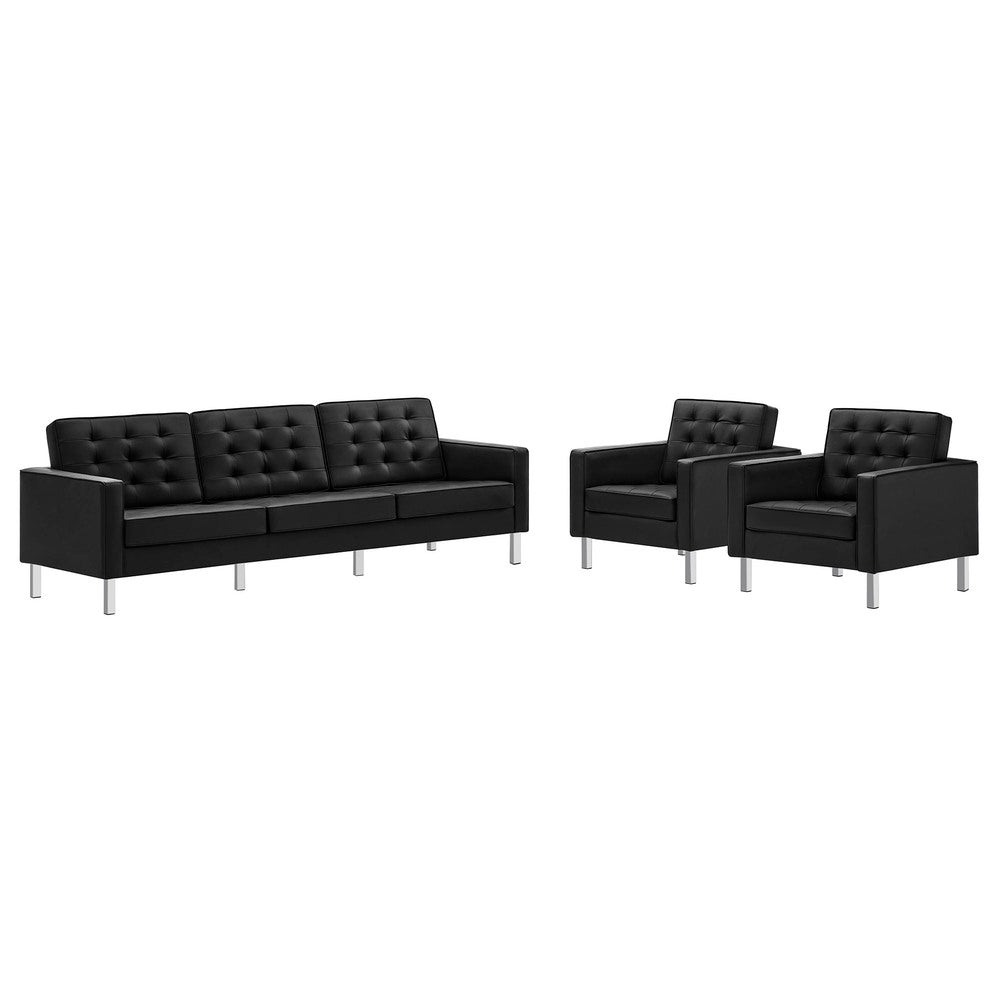 Modway EEI-4105 Loft 3-Piece Tufted Vegan Leather Furniture Set