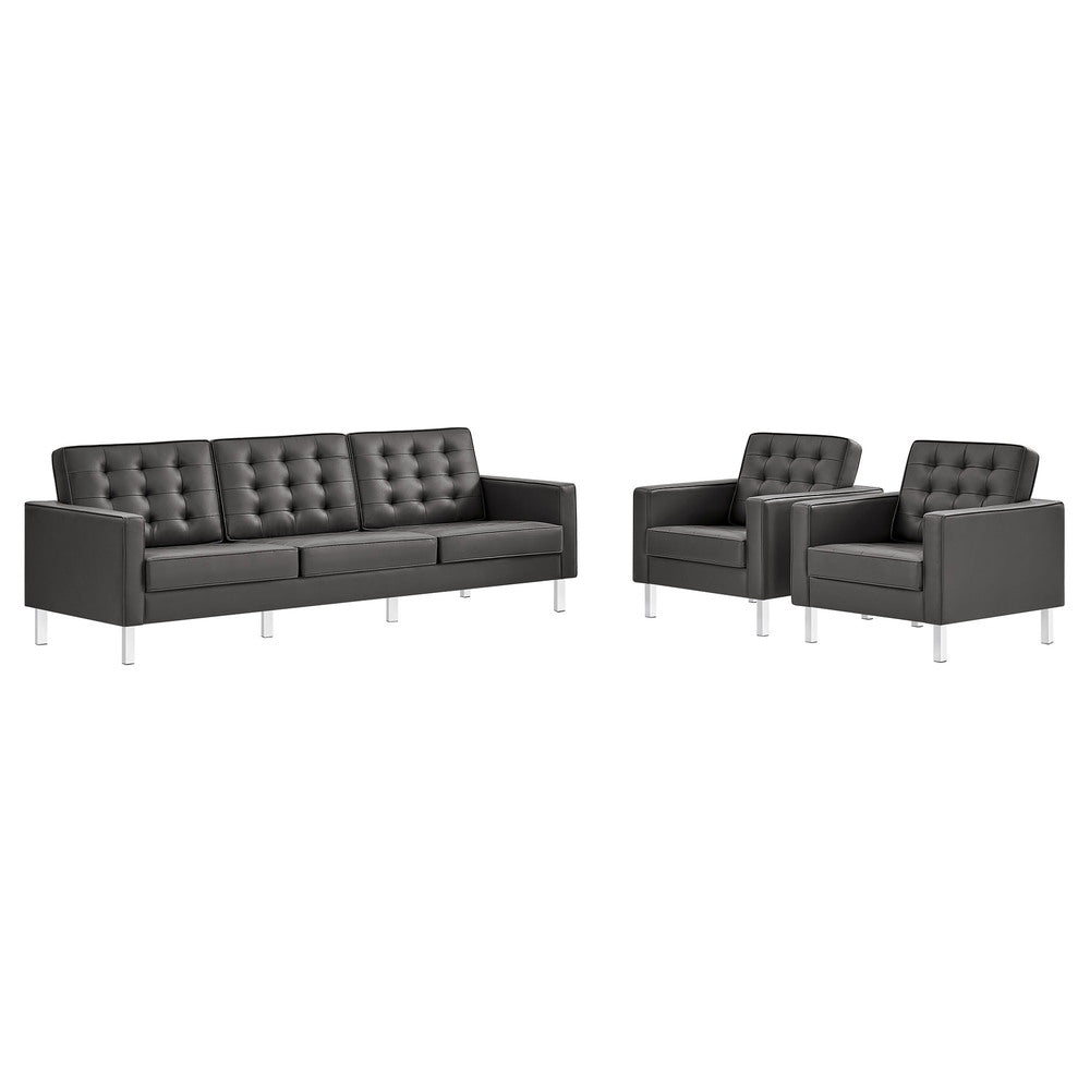 Modway EEI-4105 Loft 3-Piece Tufted Vegan Leather Furniture Set