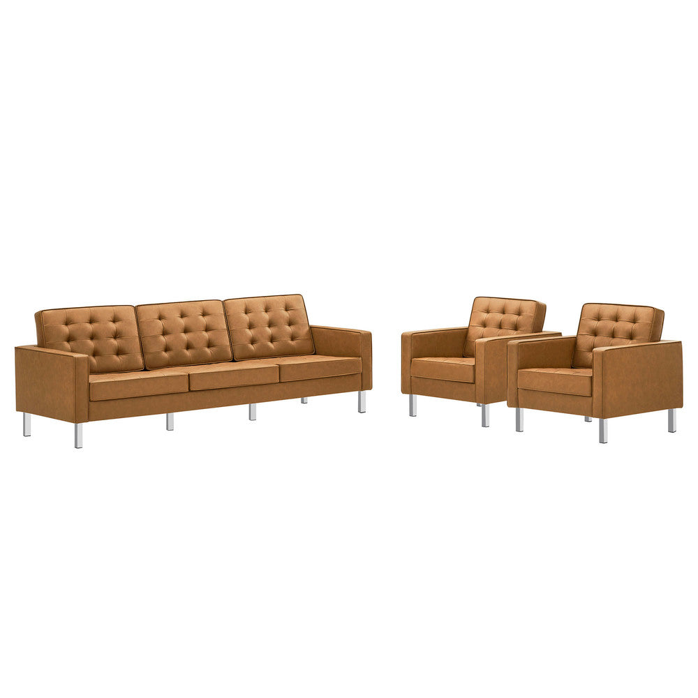 Modway EEI-4105 Loft 3-Piece Tufted Vegan Leather Furniture Set