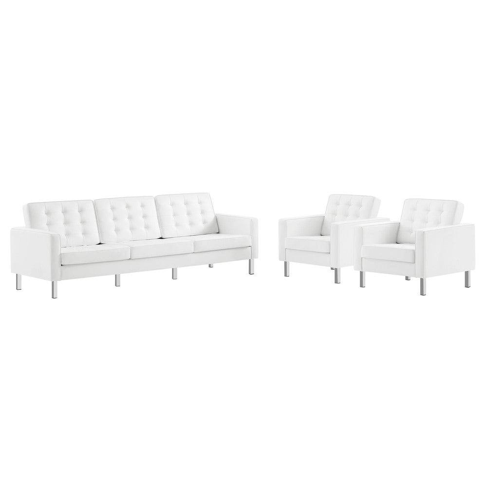 Modway EEI-4105 Loft 3-Piece Tufted Vegan Leather Furniture Set