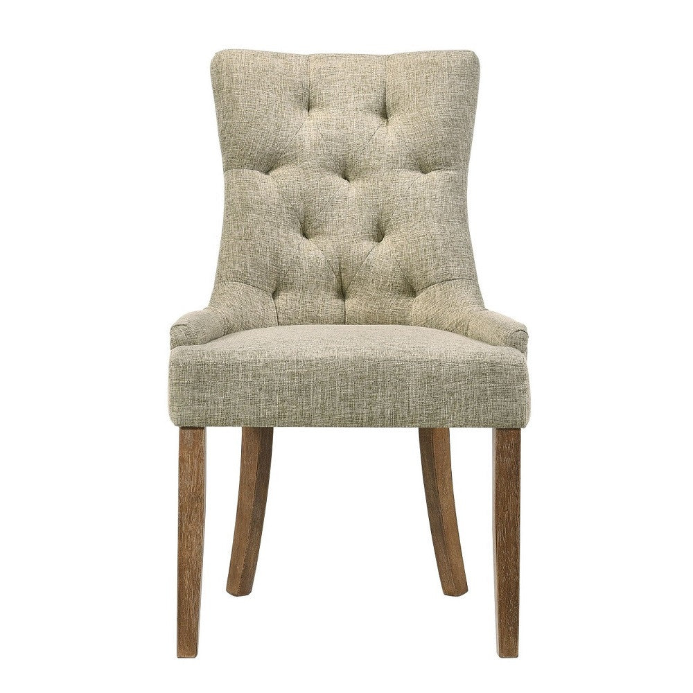 ACME 77162 Yotam Side Chair, Beige Fabric & Salvaged Oak Finish