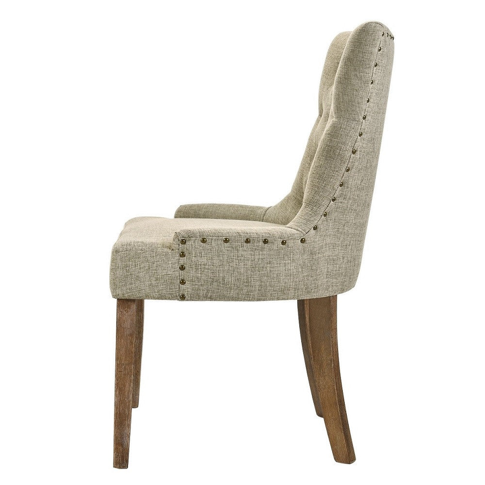 ACME 77162 Yotam Side Chair, Beige Fabric & Salvaged Oak Finish