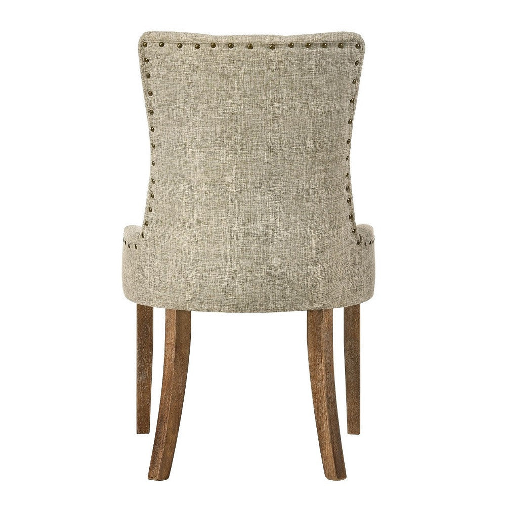 ACME 77162 Yotam Side Chair, Beige Fabric & Salvaged Oak Finish