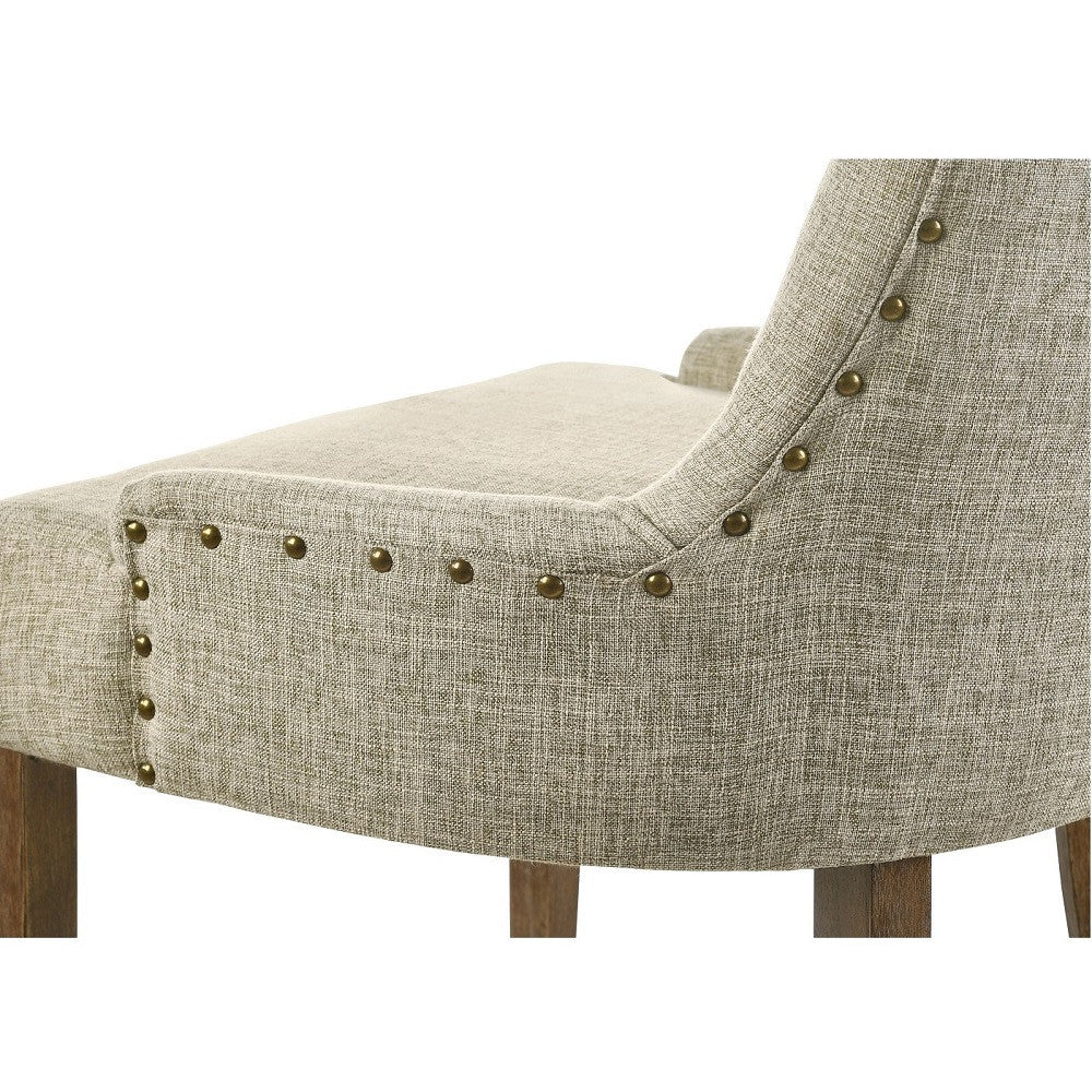ACME 77162 Yotam Side Chair, Beige Fabric & Salvaged Oak Finish