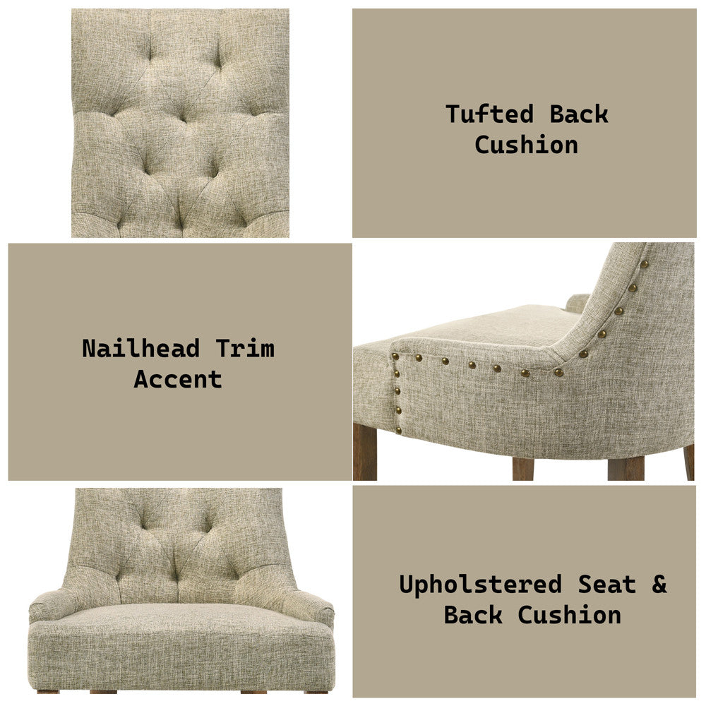ACME 77162 Yotam Side Chair, Beige Fabric & Salvaged Oak Finish