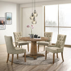 ACME 77162 Yotam Side Chair, Beige Fabric & Salvaged Oak Finish