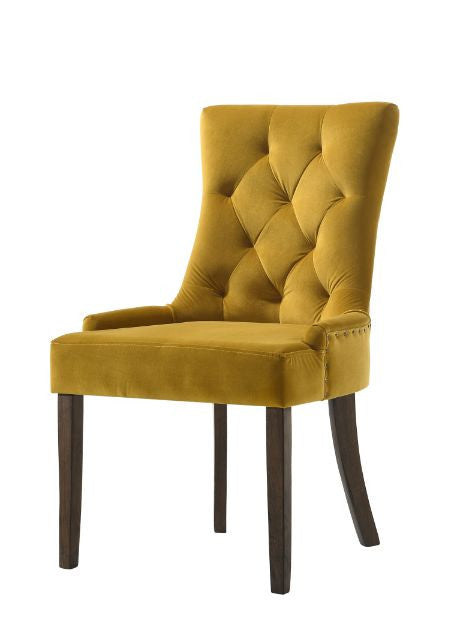 ACME 77163 Farren Side Chair, Yellow Velvet & Espresso Finish
