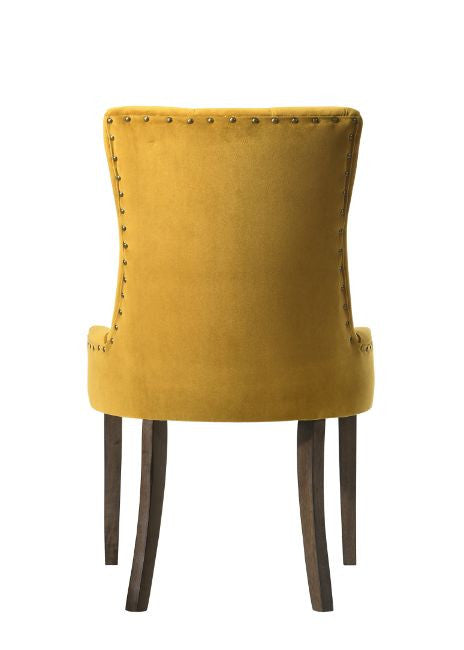 ACME 77163 Farren Side Chair, Yellow Velvet & Espresso Finish