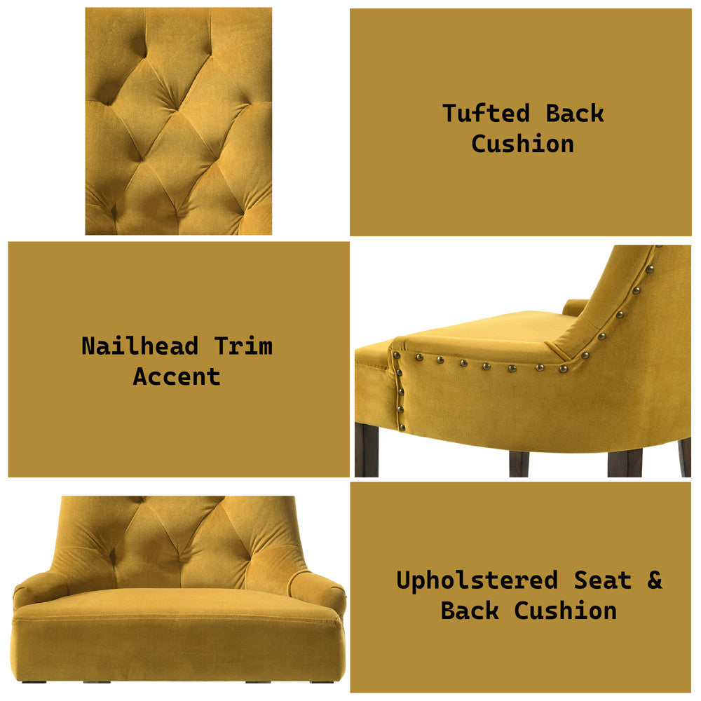 ACME 77163 Farren Side Chair, Yellow Velvet & Espresso Finish