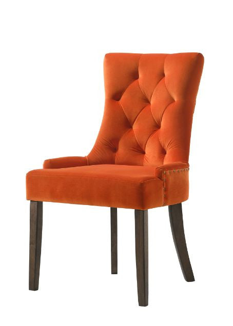 ACME 77164 Farren Side Chair, Orange Velvet & Espresso Finish