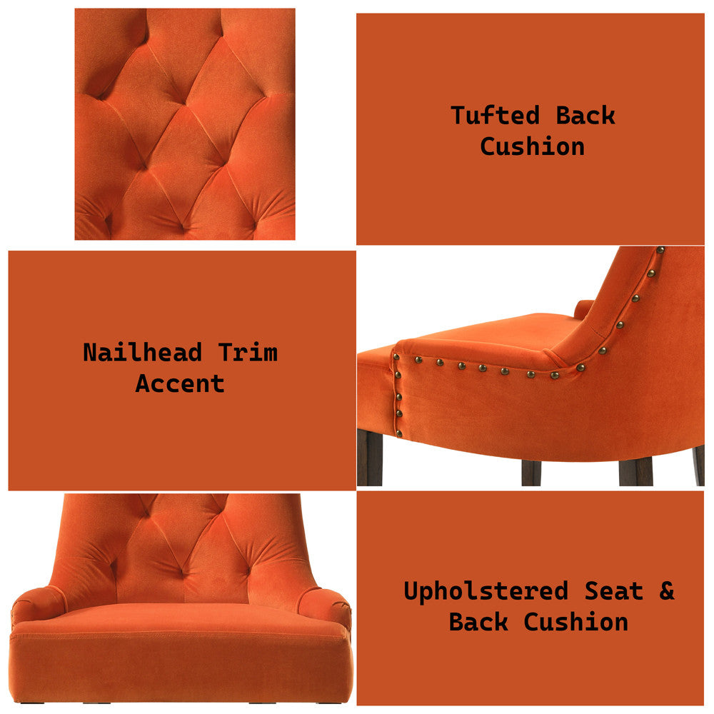 ACME 77164 Farren Side Chair, Orange Velvet & Espresso Finish