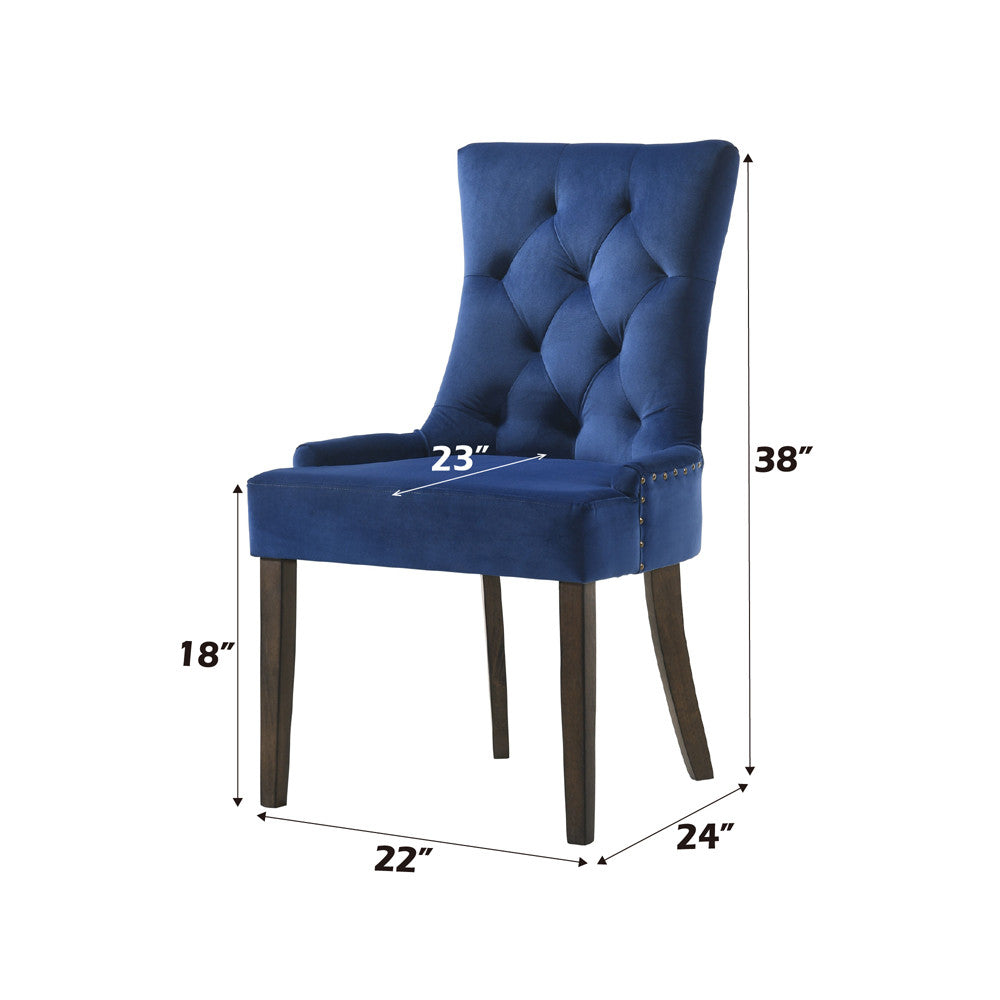 ACME 77165 Farren Side Chair, Blue Velvet & Espresso Finish