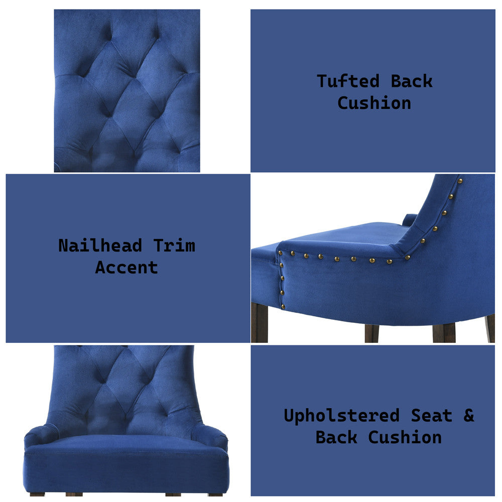 ACME 77165 Farren Side Chair, Blue Velvet & Espresso Finish