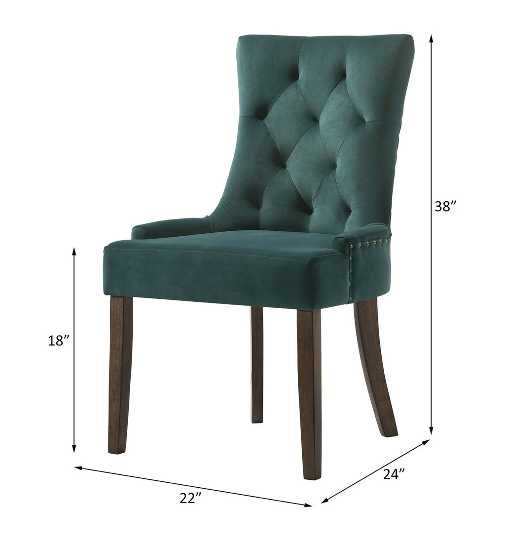 ACME 77166 Farren Side Chair, Green Velvet & Espresso Finish