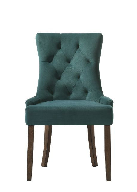 ACME 77166 Farren Side Chair, Green Velvet & Espresso Finish