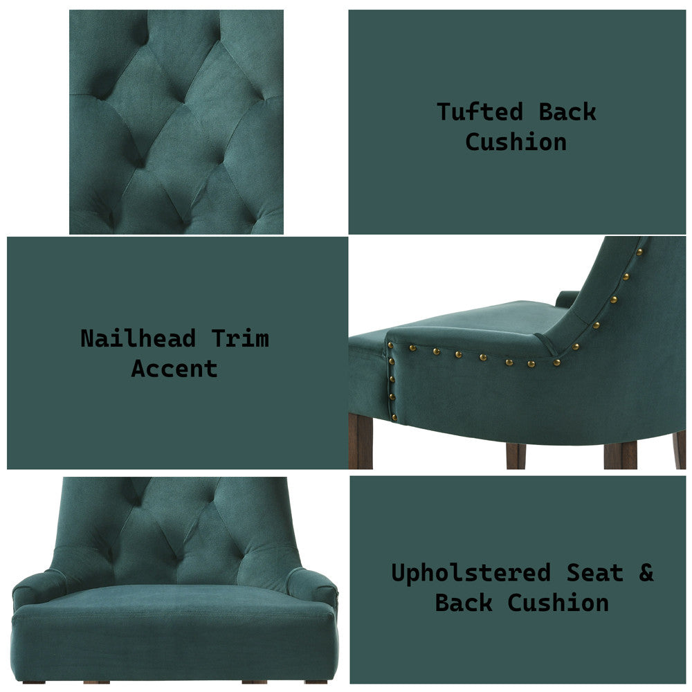ACME 77166 Farren Side Chair, Green Velvet & Espresso Finish