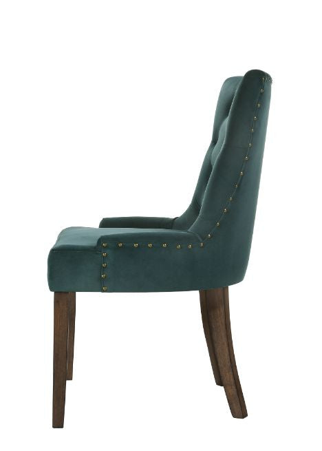 ACME 77166 Farren Side Chair, Green Velvet & Espresso Finish