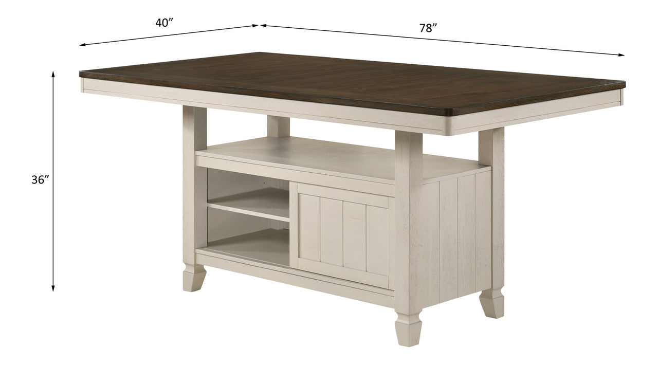 ACME 77180 Tasnim Counter Height Table, Oak & Antique White Finish