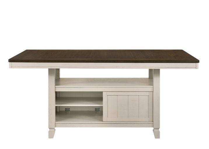 ACME 77180 Tasnim Counter Height Table, Oak & Antique White Finish