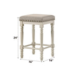 ACME 77182 Tasnim Counter Height Stool, Tan Fabric & Antique White Finish