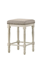 ACME 77182 Tasnim Counter Height Stool, Tan Fabric & Antique White Finish