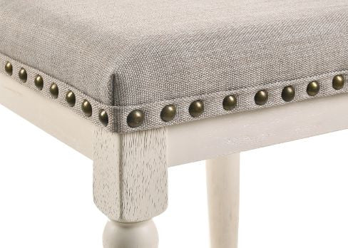 ACME 77182 Tasnim Counter Height Stool, Tan Fabric & Antique White Finish