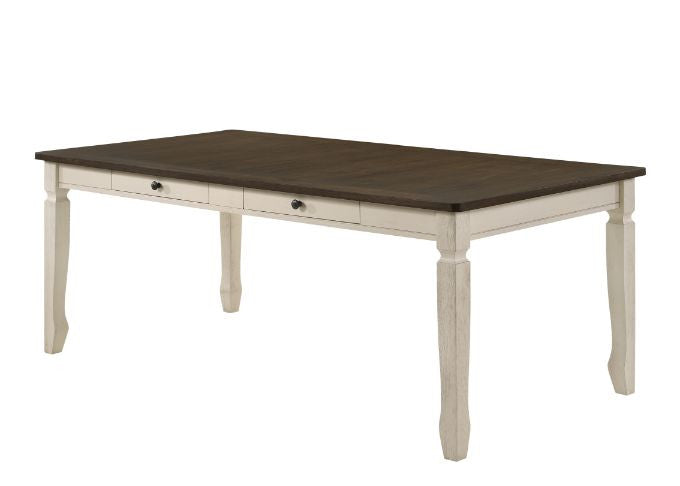 ACME 77190 Fedele Dining Table, Weathered Oak & Cream Finish