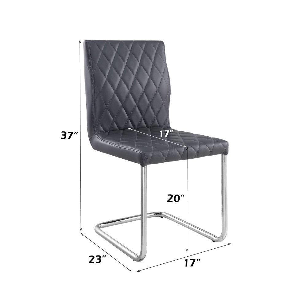ACME 77832 Ansonia Side Chair (Set-2), Gray PU & Chrome