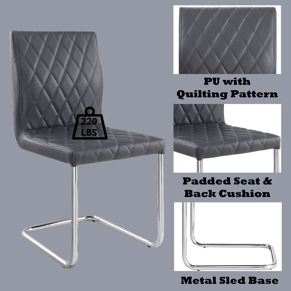 ACME 77832 Ansonia Side Chair (Set-2), Gray PU & Chrome