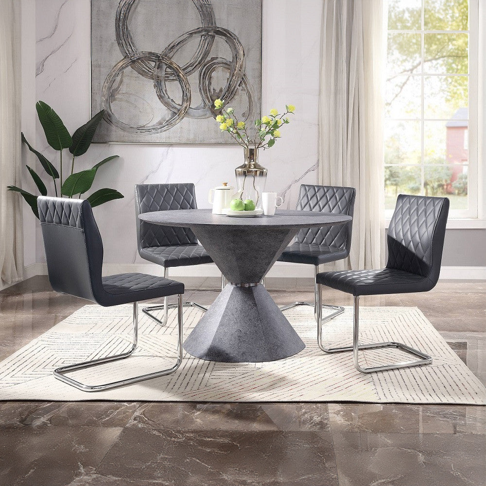 ACME 77832 Ansonia Side Chair (Set-2), Gray PU & Chrome