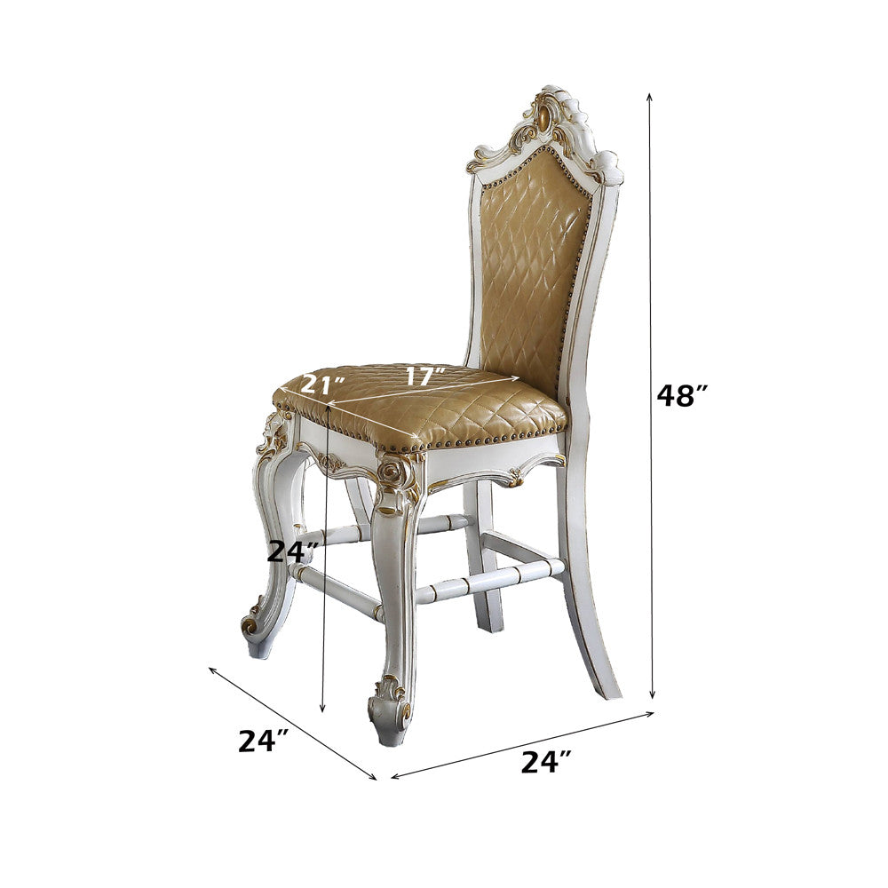 ACME 78212 Picardy Counter Height Chair (Set-2), Antique Pearl & Butterscotch PU
