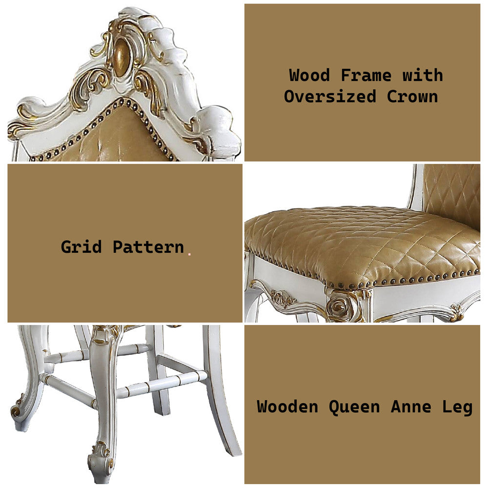 ACME 78212 Picardy Counter Height Chair (Set-2), Antique Pearl & Butterscotch PU