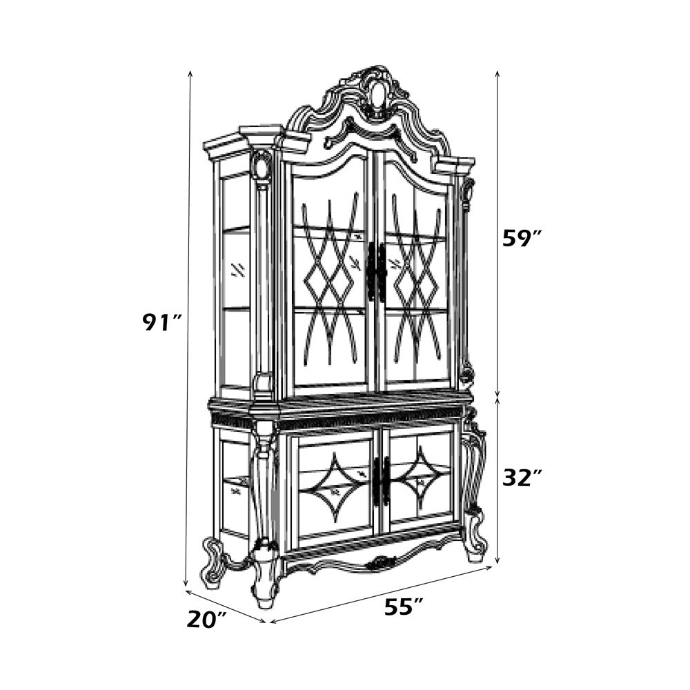 ACME 78213 Picardy Curio Cabinet, Antique Pearl