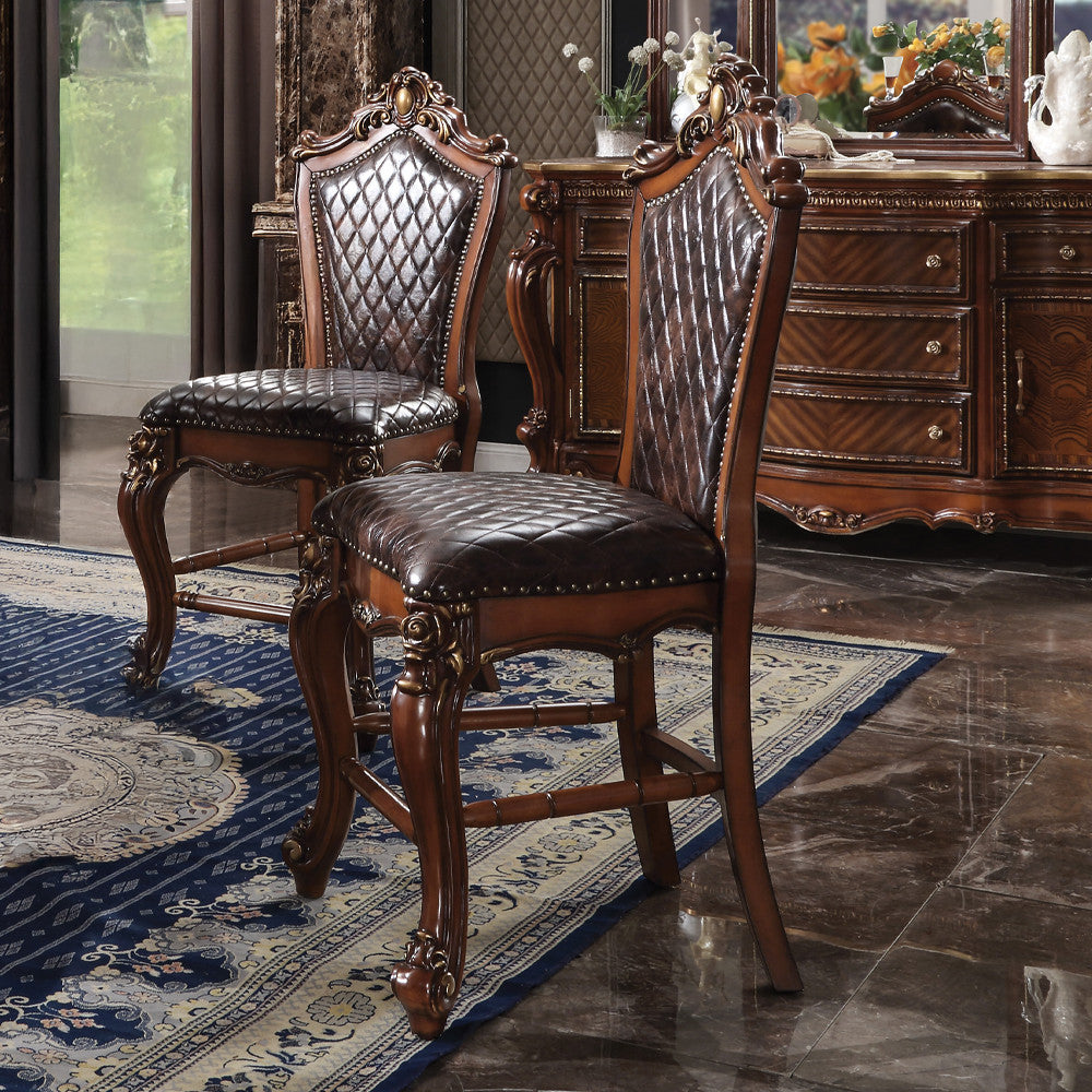 ACME 78222 Picardy Counter Height Chair (Set-2), Cherry Oak & PU