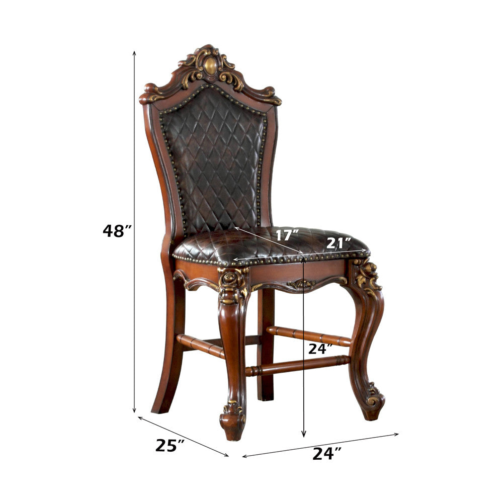 ACME 78222 Picardy Counter Height Chair (Set-2), Cherry Oak & PU