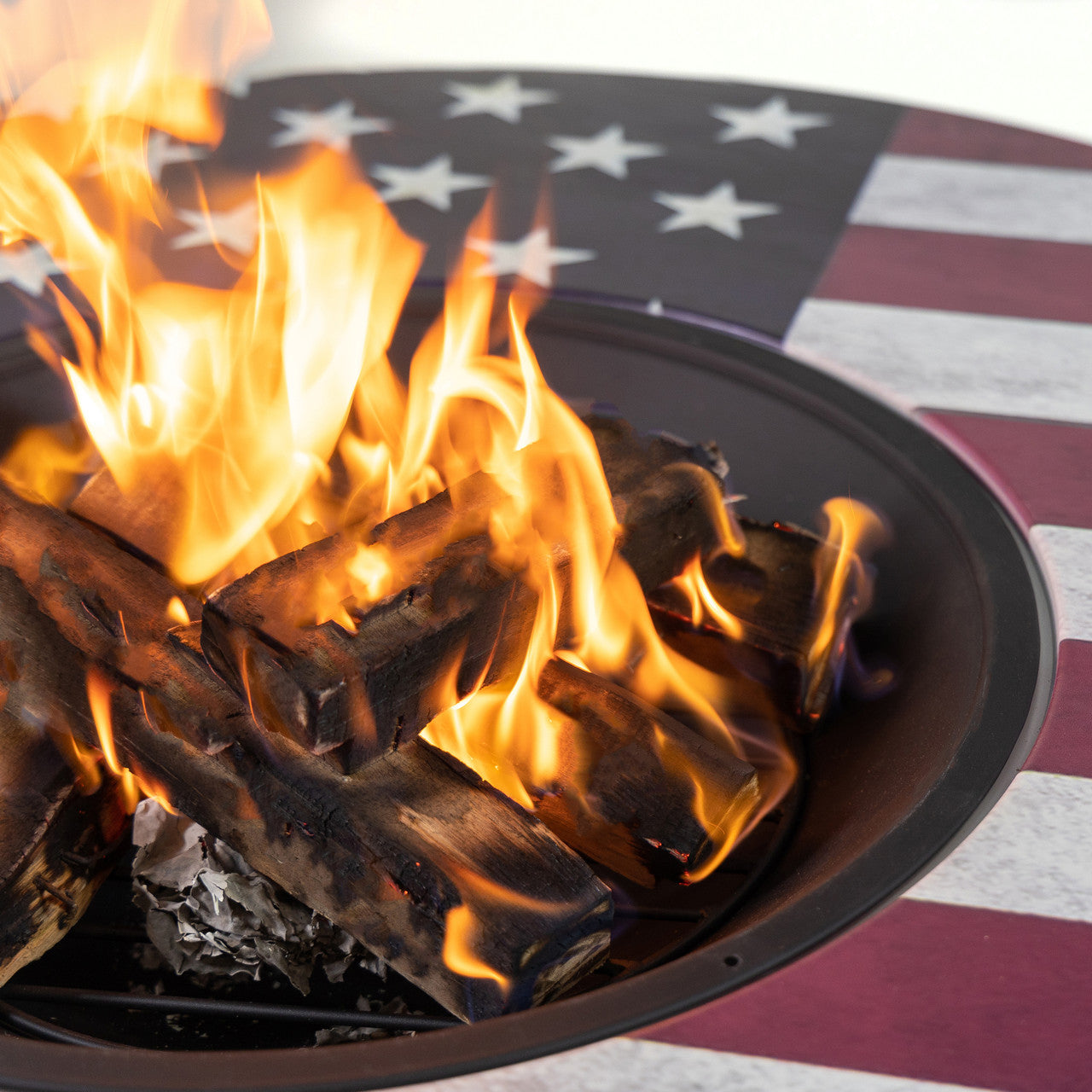 Deko Living 38 Inch Diameter Commemorative Outdoor Steel Woodburning  Fire Pit with Log Storage - COB10510