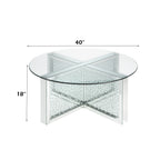 ACME 80215 Nysa Coffee Table, Mirrored & Faux Crystals