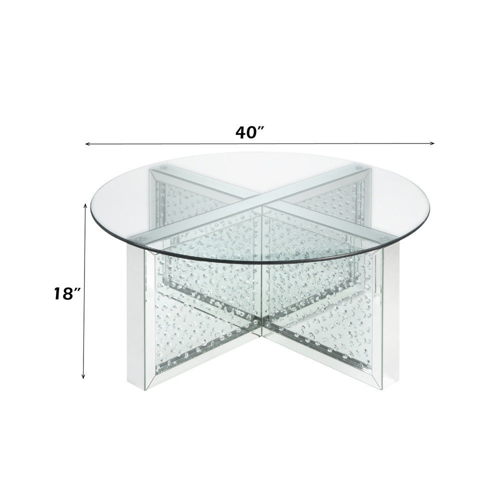 ACME 80215 Nysa Coffee Table, Mirrored & Faux Crystals
