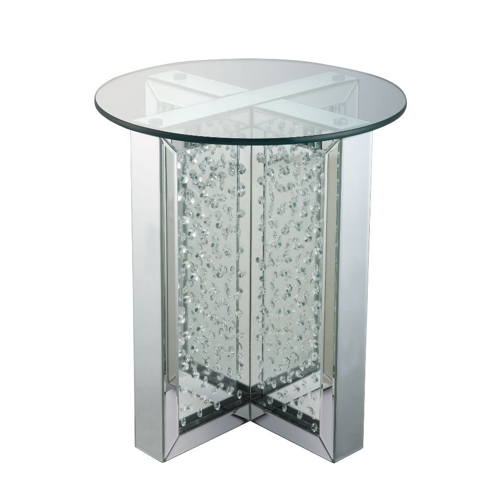 ACME 80217 Nysa End Table, Mirrored & Faux Crystals