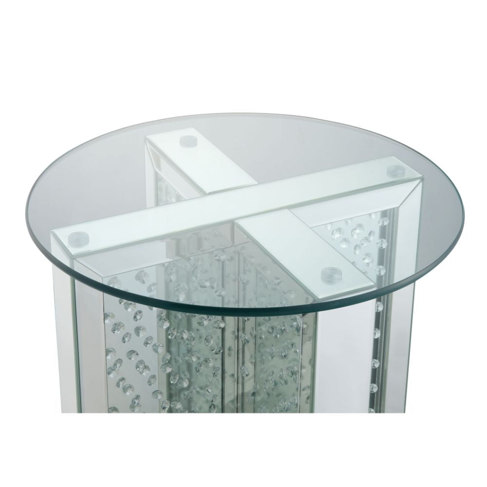ACME 80217 Nysa End Table, Mirrored & Faux Crystals