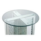 ACME 80217 Nysa End Table, Mirrored & Faux Crystals