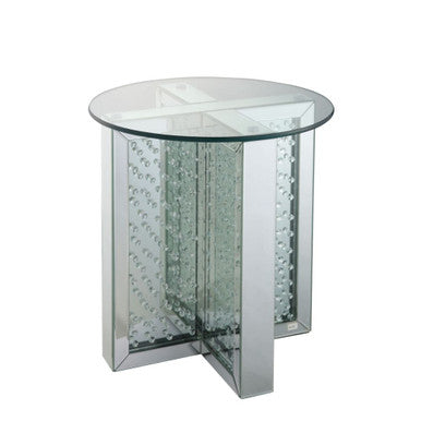 ACME 80217 Nysa End Table, Mirrored & Faux Crystals