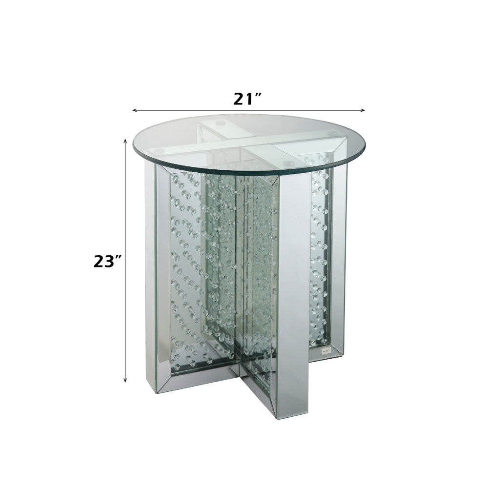 ACME 80217 Nysa End Table, Mirrored & Faux Crystals