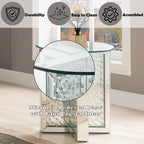 ACME 80217 Nysa End Table, Mirrored & Faux Crystals