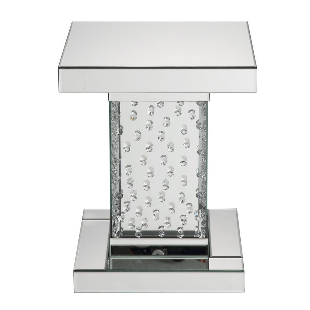 ACME 80284 Nysa End Table, Mirrored & Faux Crystals